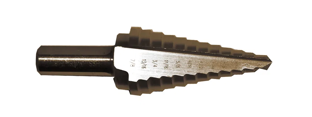 27203 – CENTURY DRIL Drill Bit, Step Bit For Use With Metal/ Plastic/ Wood Up To 1/8 Inch Thick 12 Steps From 3/16 In...